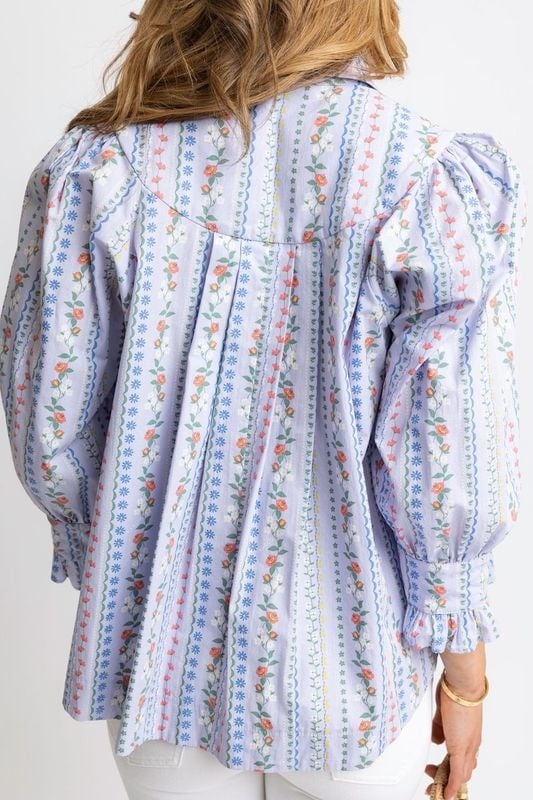 Ruffle Blouse in Floral French Vine