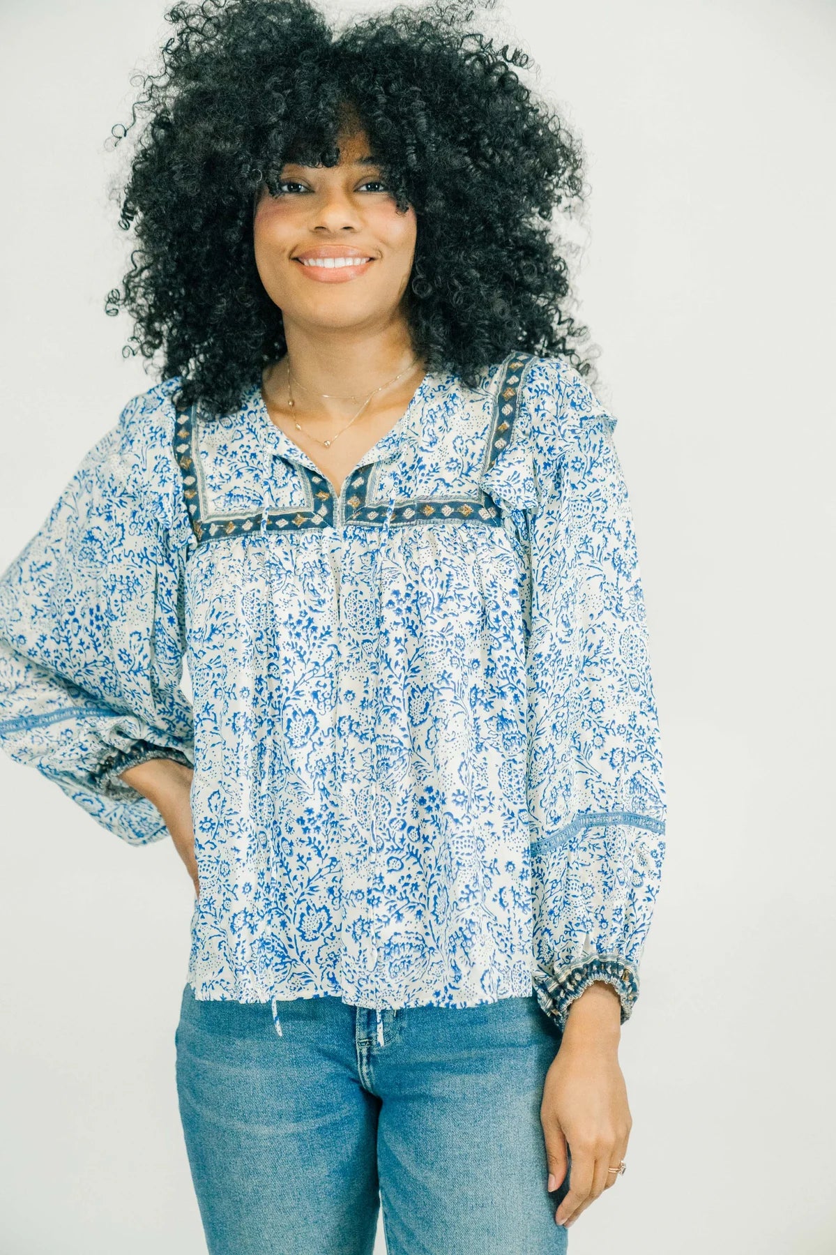 Ash Blouse in Midnight Meadow