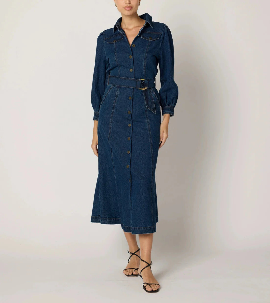 Naya Midi Dress in Denim
