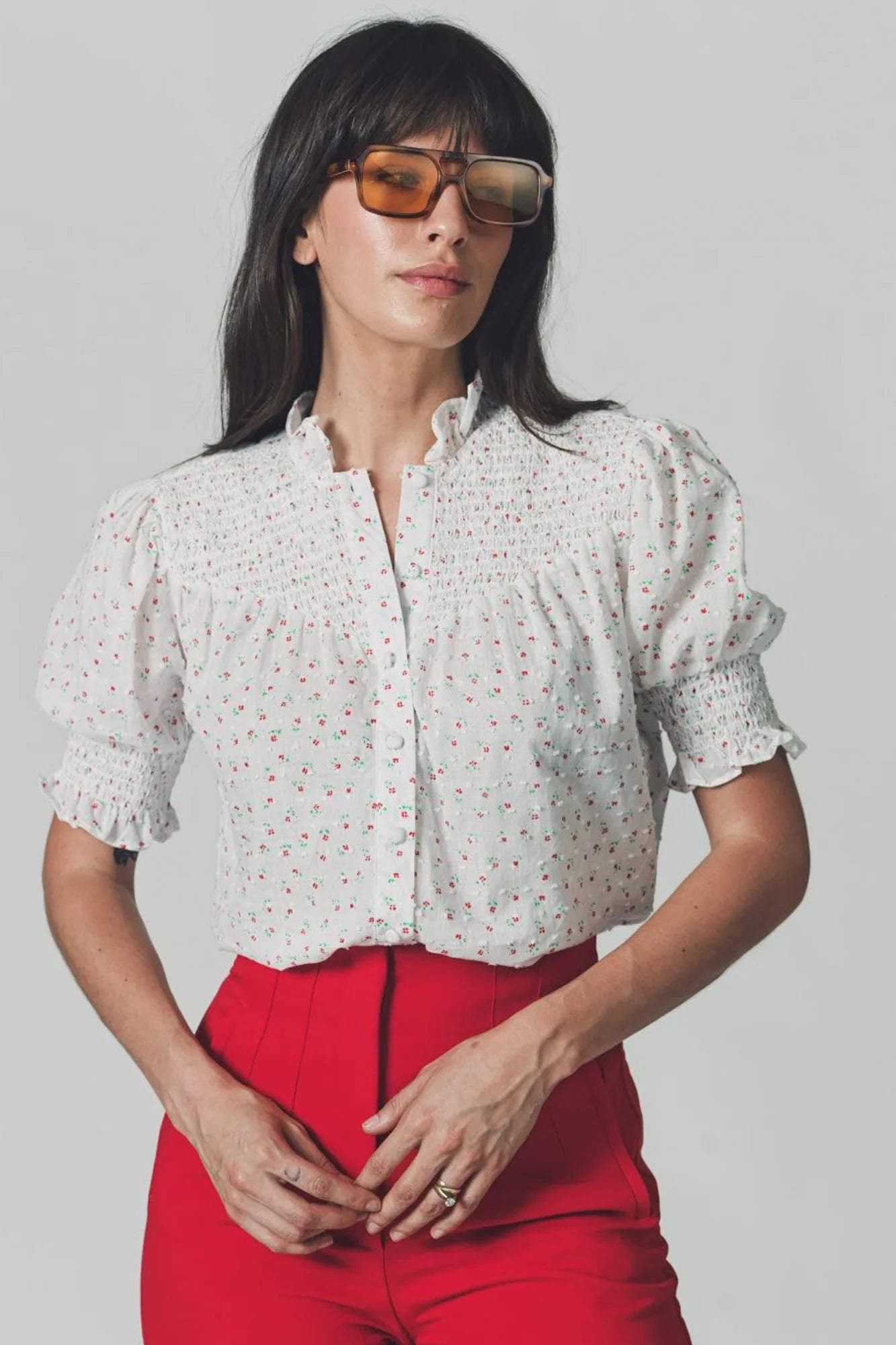 The Nicole Shirt in White Floral