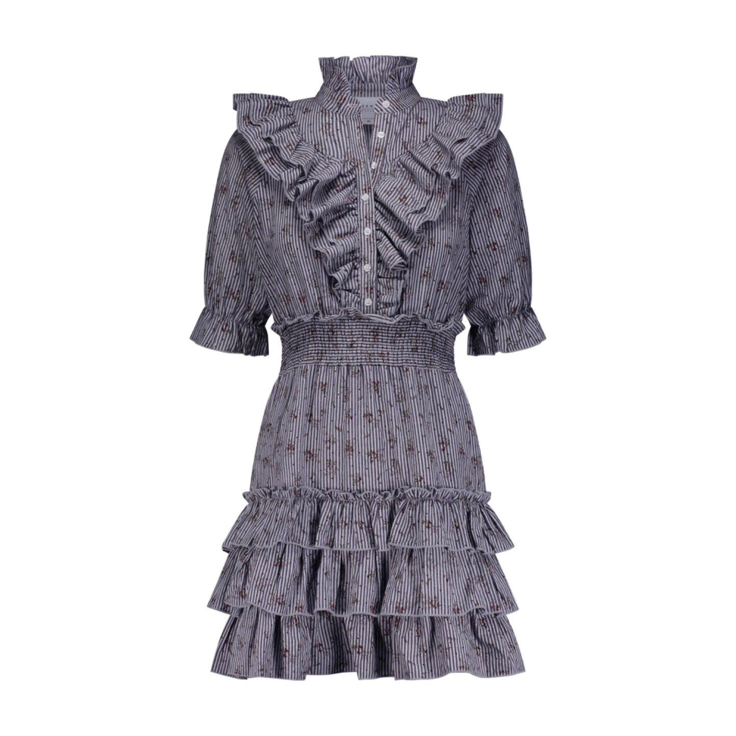 The Ruffled Tiered Minidress in Floral Stripe