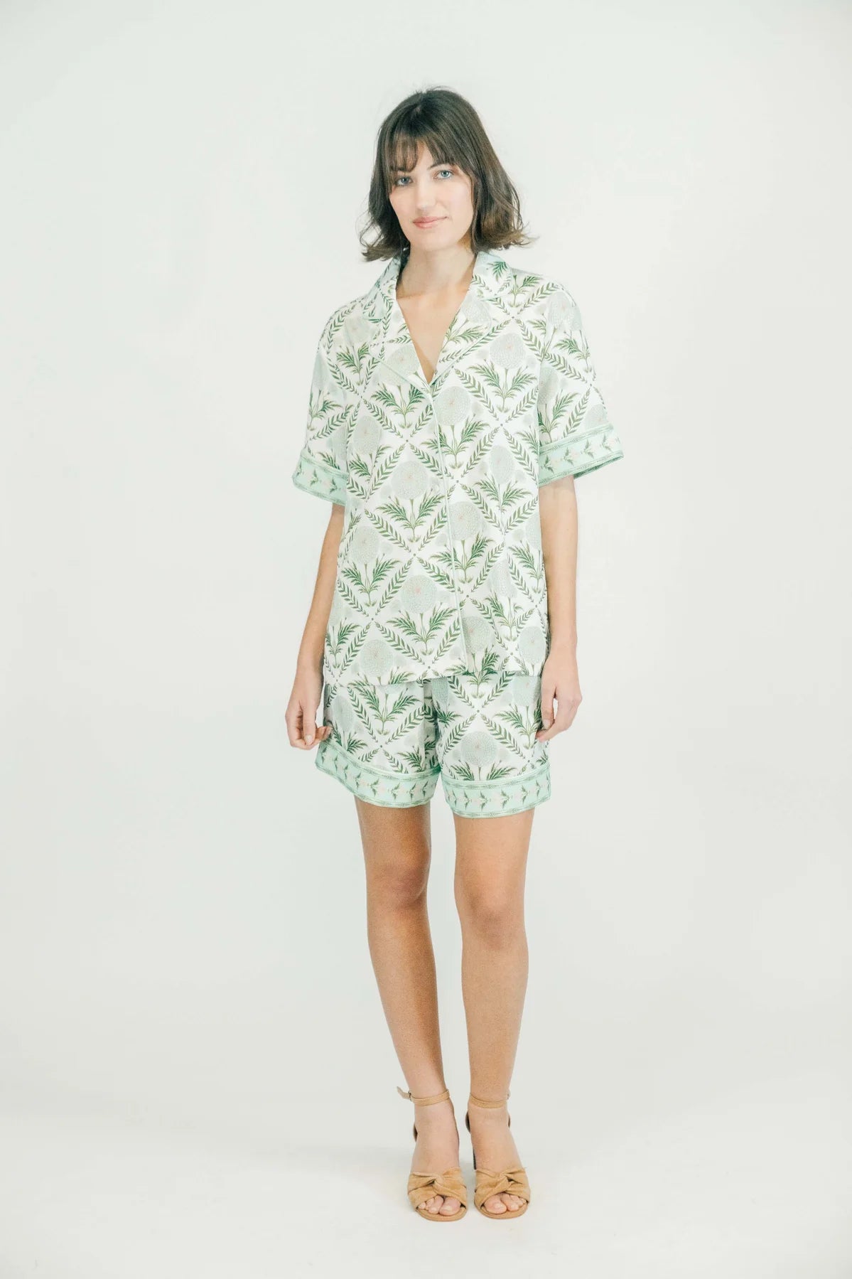 Celine Short PJ Set in Garden Lattice