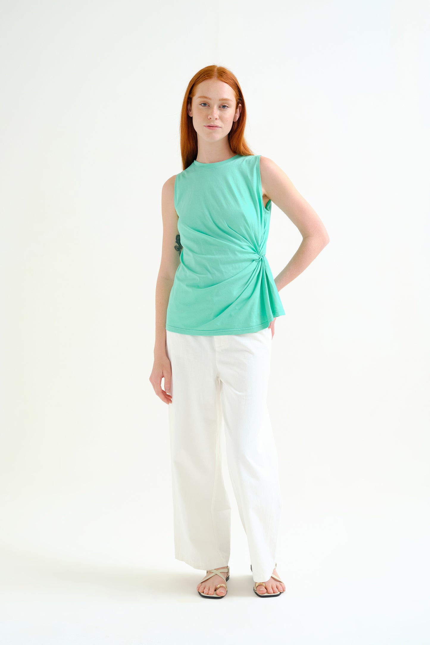 Draped Knotted Sleeveless Tee