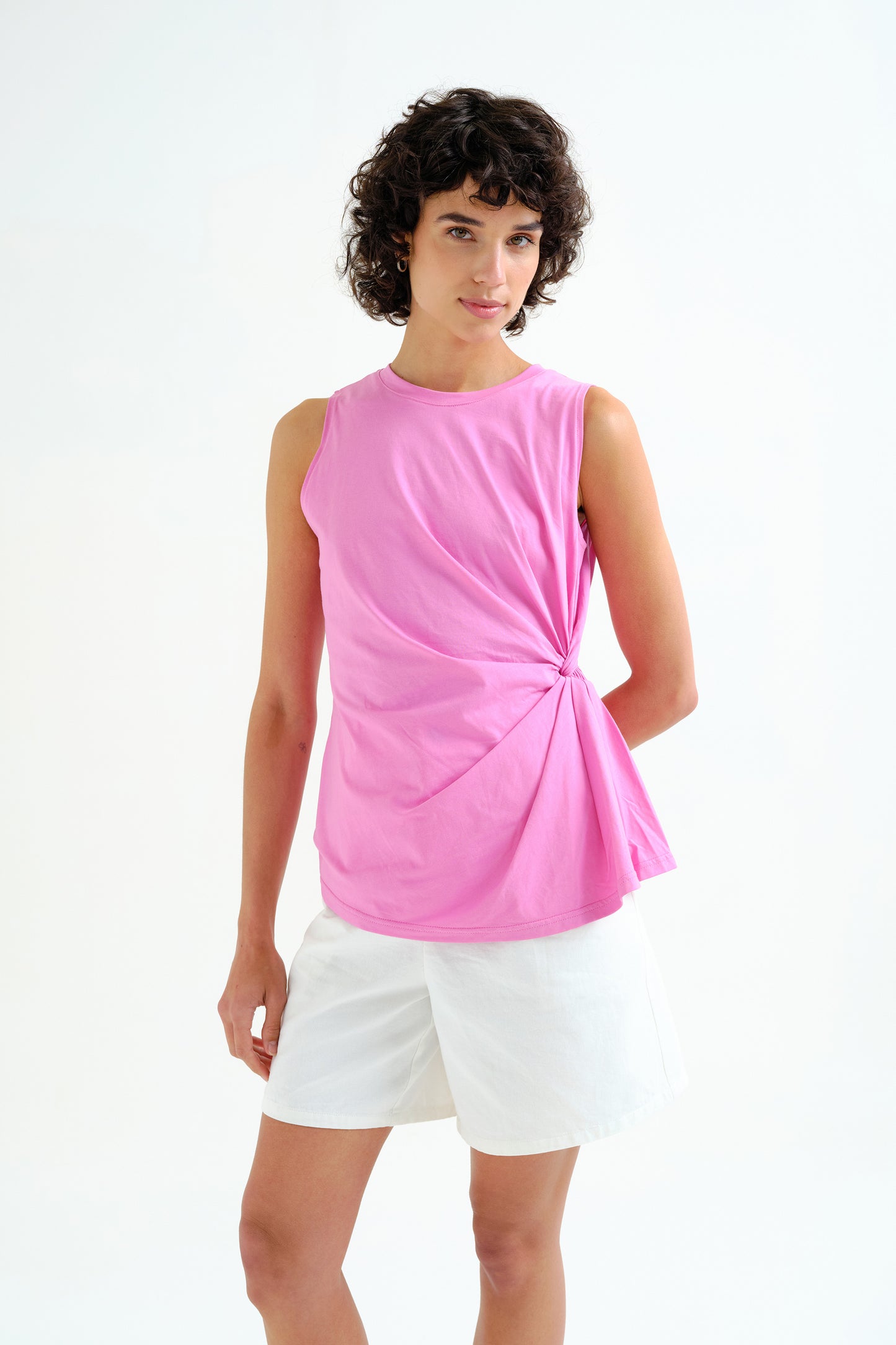 Draped Knotted Sleeveless Tee