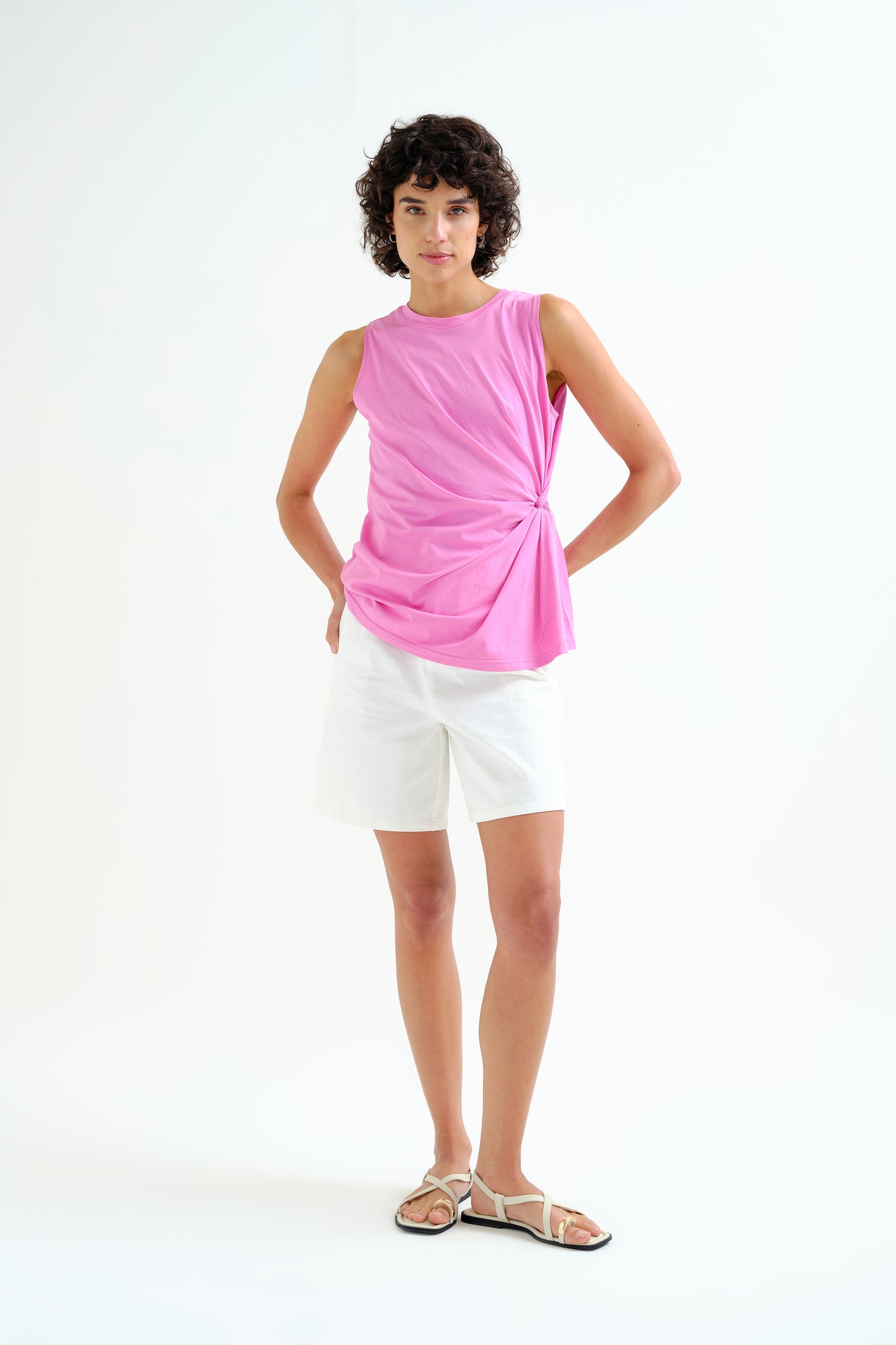 Draped Knotted Sleeveless Tee