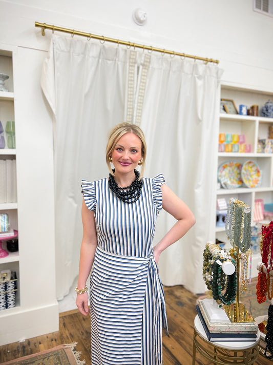 Greta Midi Dress in Blue Multi