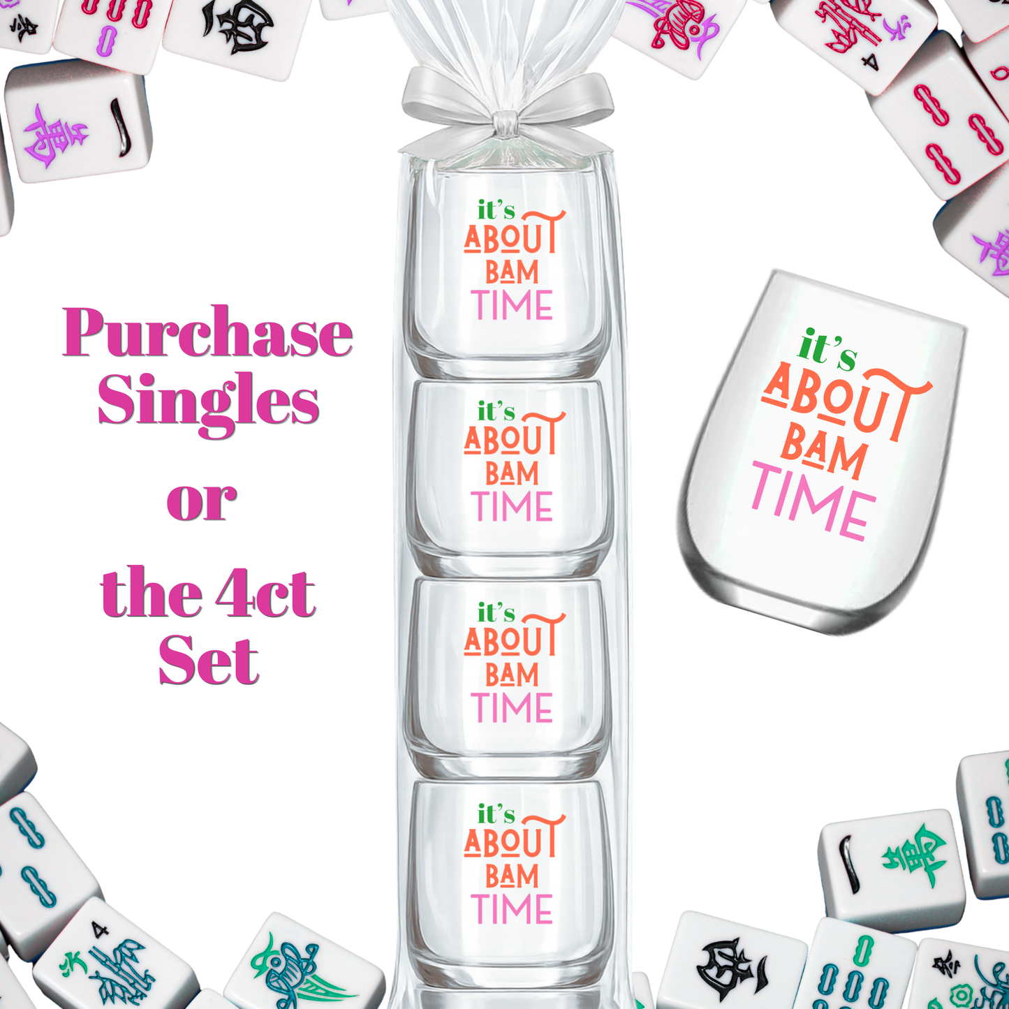 Mahjong Stemless Wine Glass "It's About Bam Time" - Single