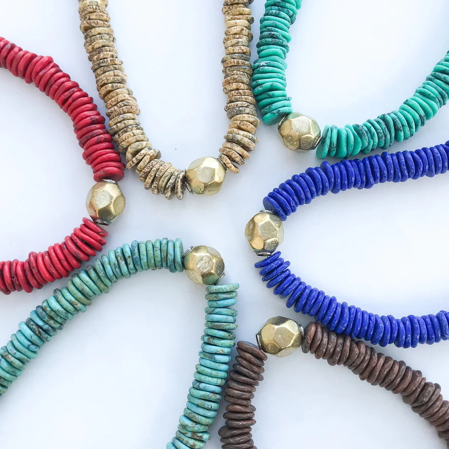 Gemstone Heishi Disc Necklace