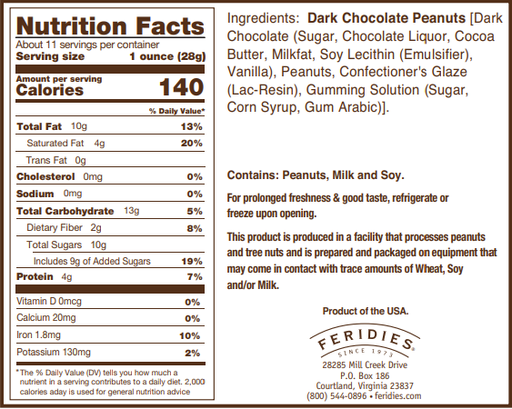 11oz Tin Dark Chocolate Covered Peanuts