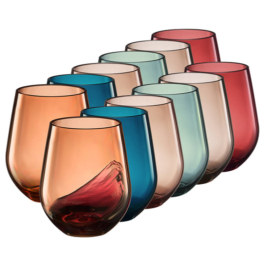 European Style Shatterproof Acrylic Plastic Wine Glass Assorted Set of 6