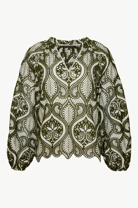 Miki Top in Loden Green Lace