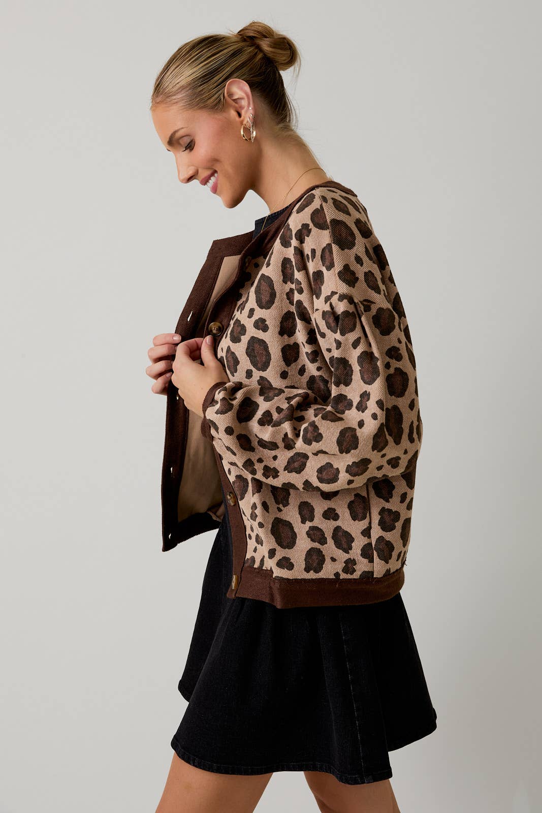 French Terry Animal Print Cardigan