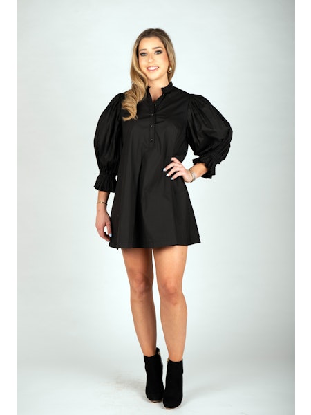 Park Dress in Black Poplin