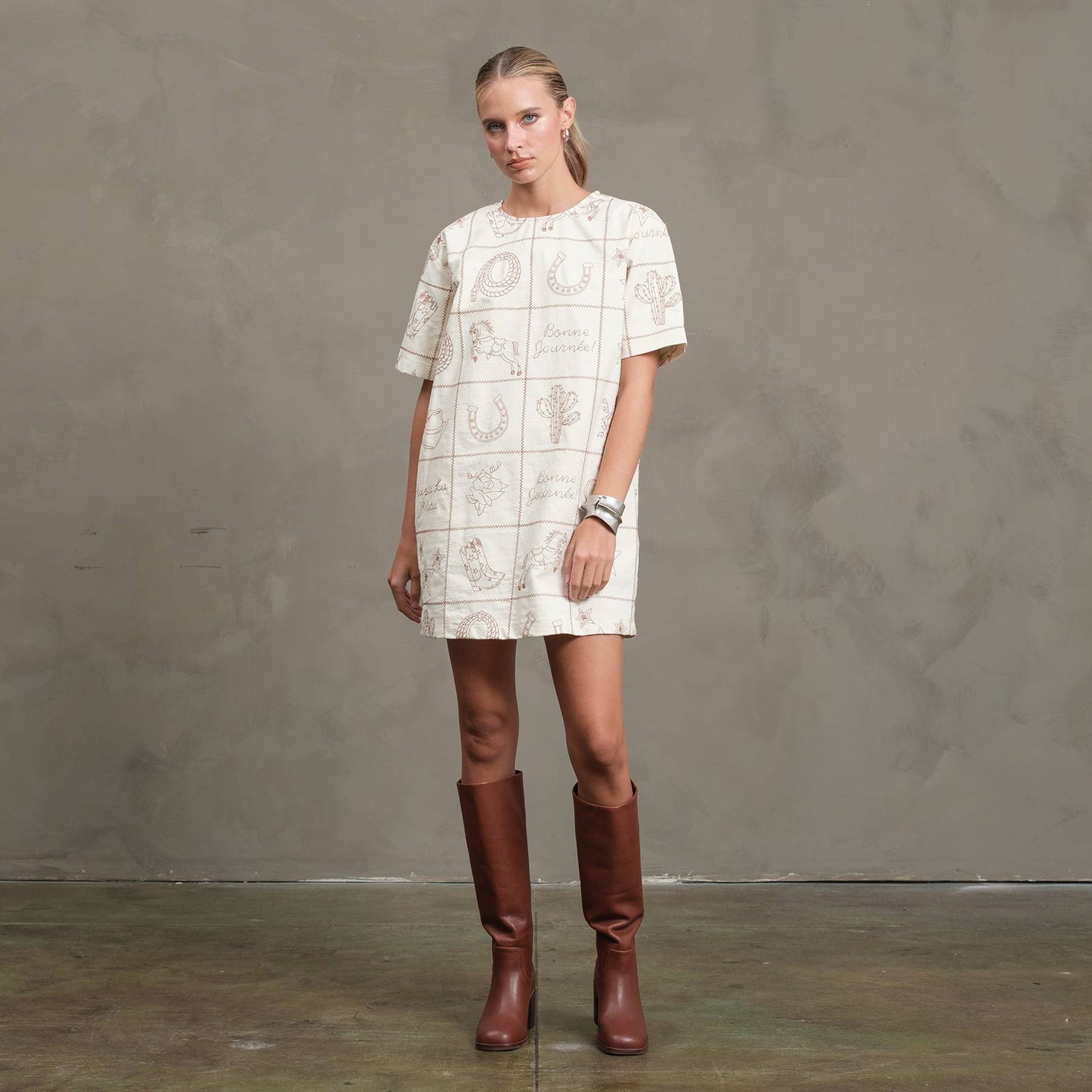 Western Embroidered Mini Dress