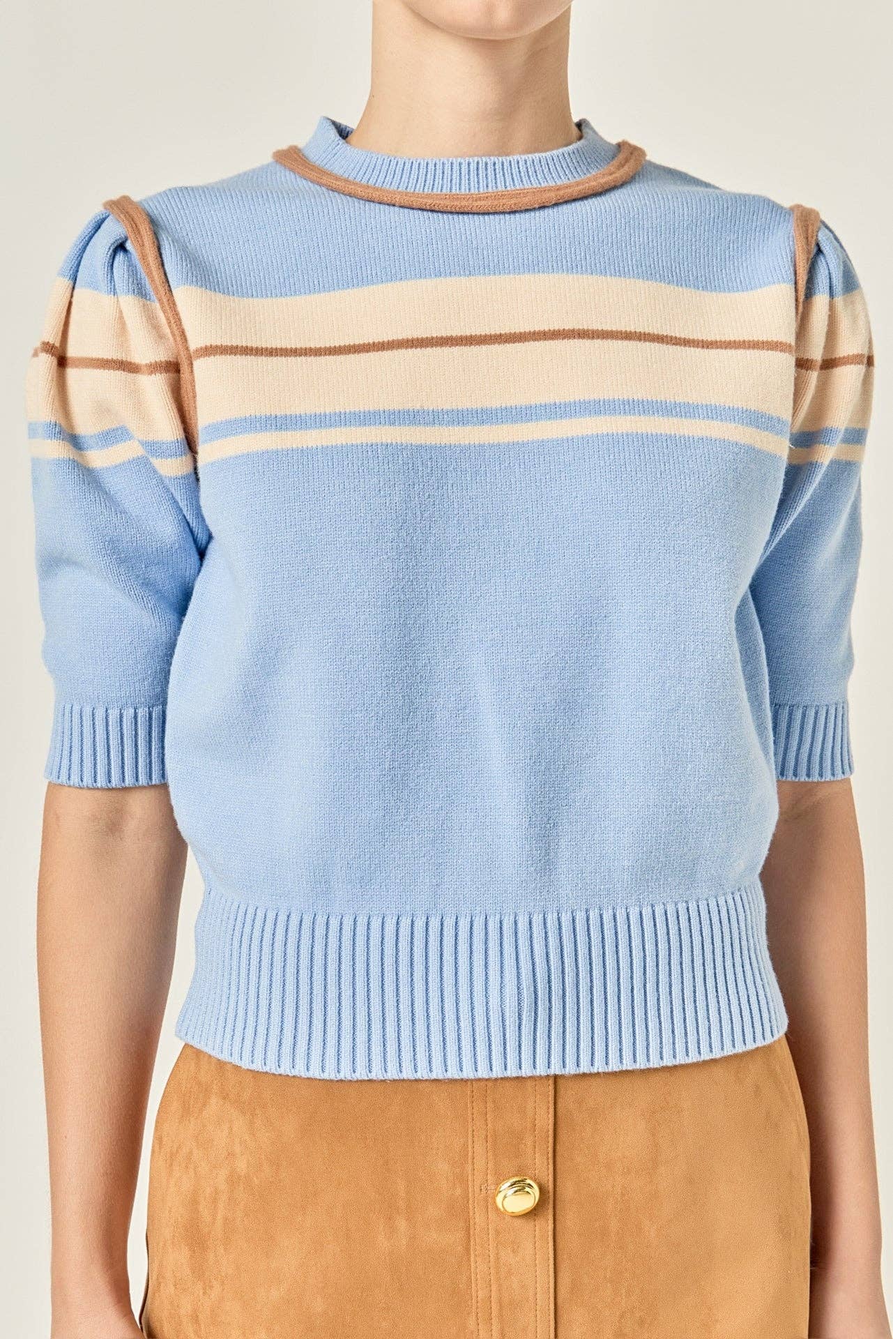 Women Knit Contrast Shirt