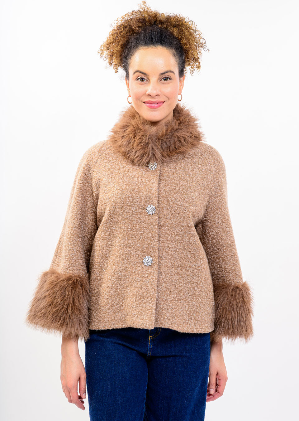 Boucle Sparkle Fur Jacket