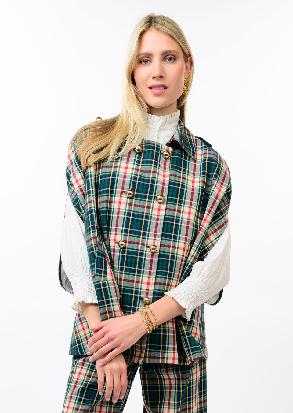 Hunter Plaid Double Breasted Cape