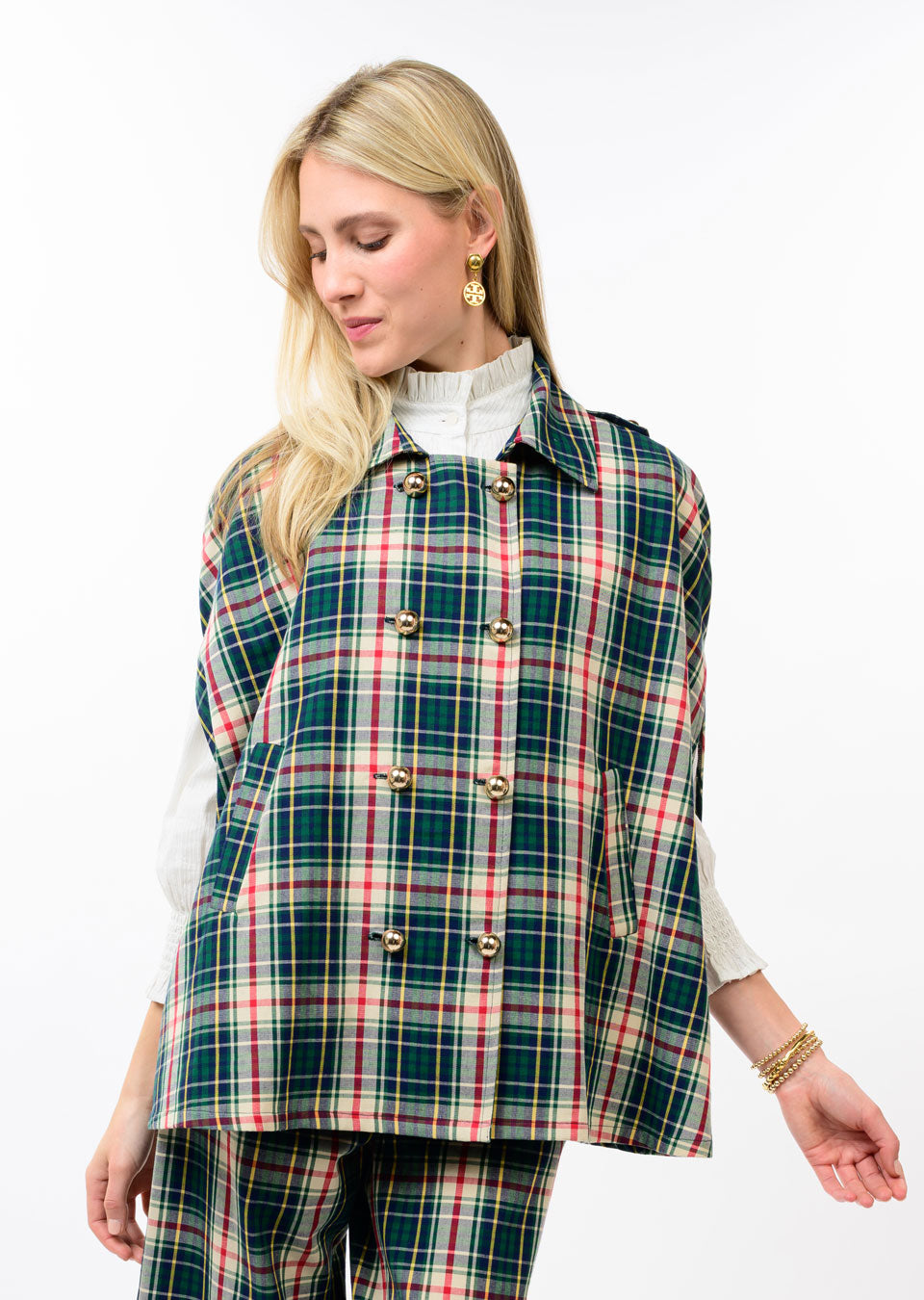 Hunter Plaid Double Breasted Cape