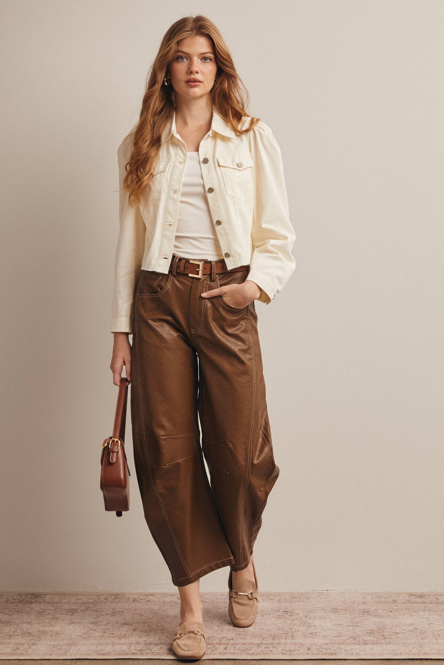 Faux Leather Barrel Pants