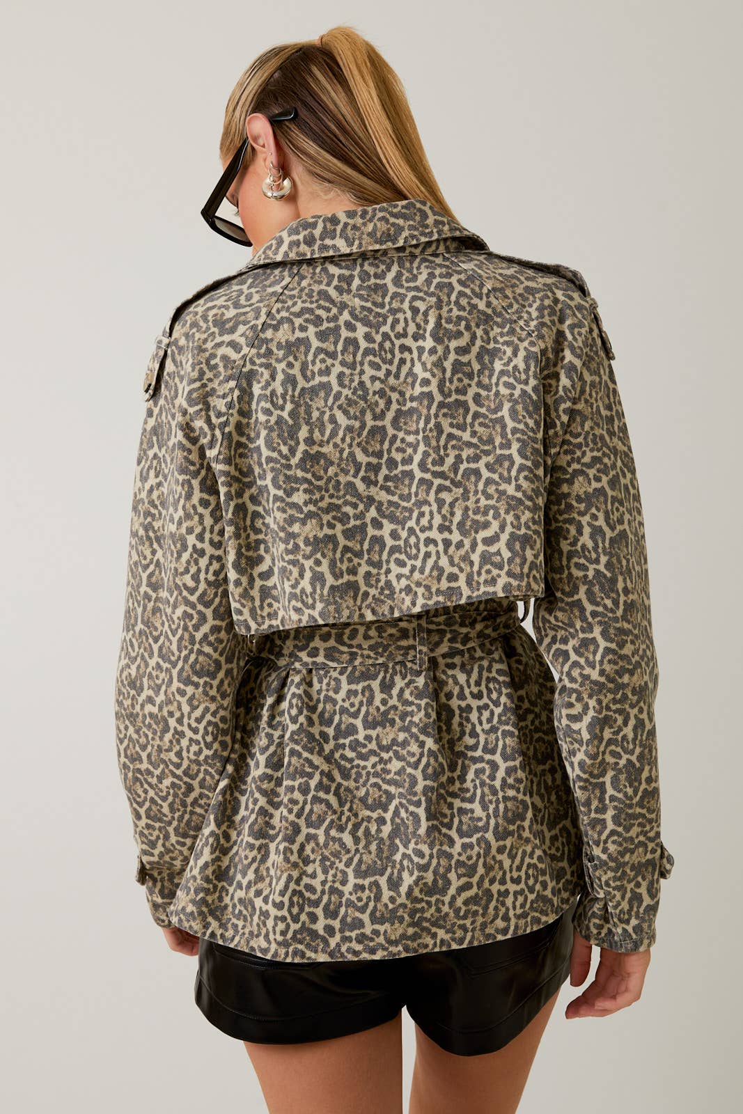 Leopard Print Double Breasted Trench Coat