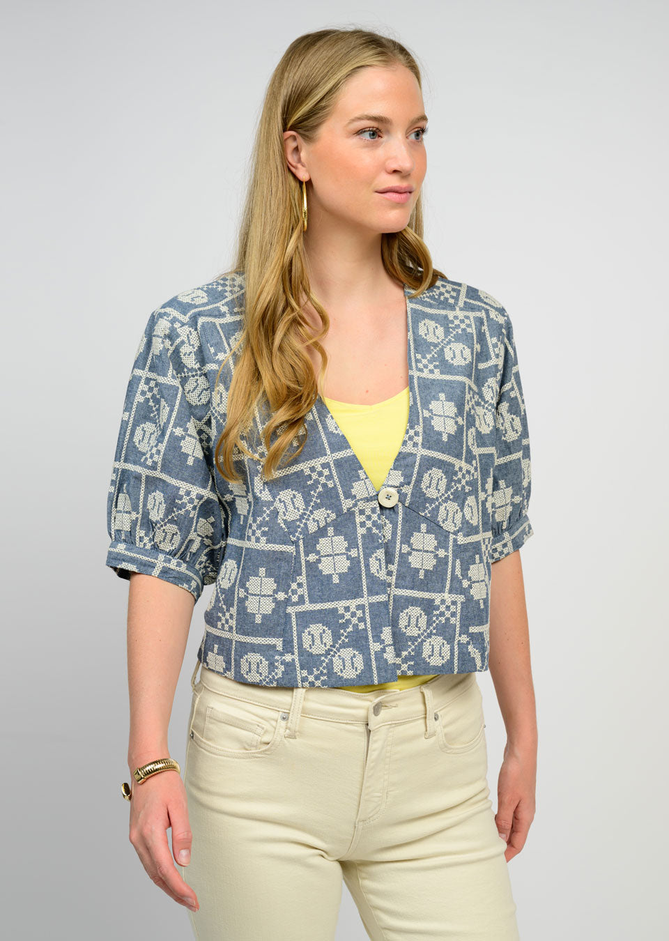 Chambray Embroidered Pant