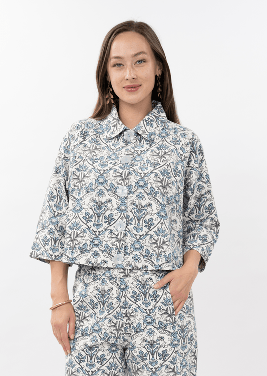 Blue Toile Swing Jacket
