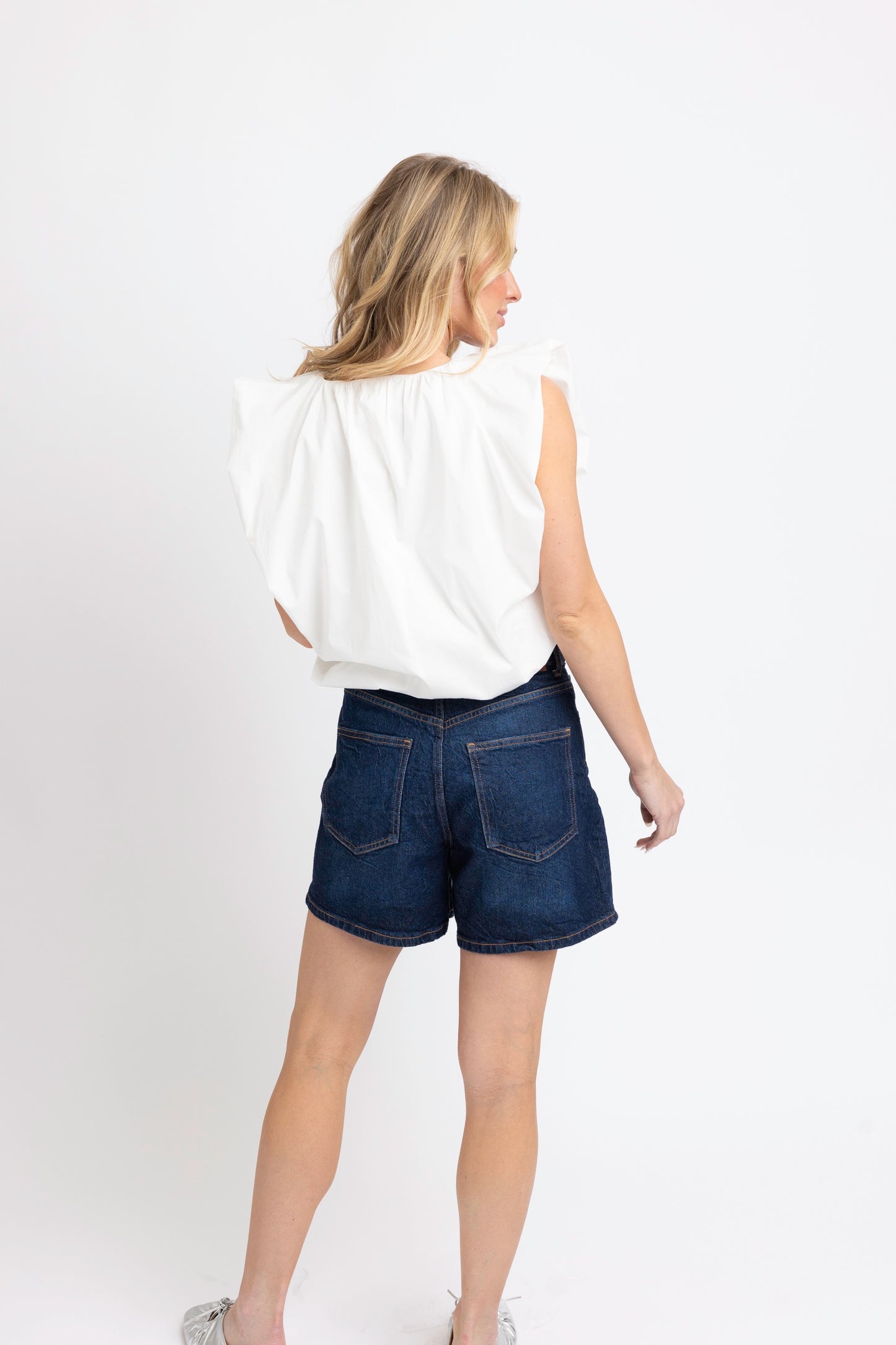 Poplin Sleeveless Bubble Top