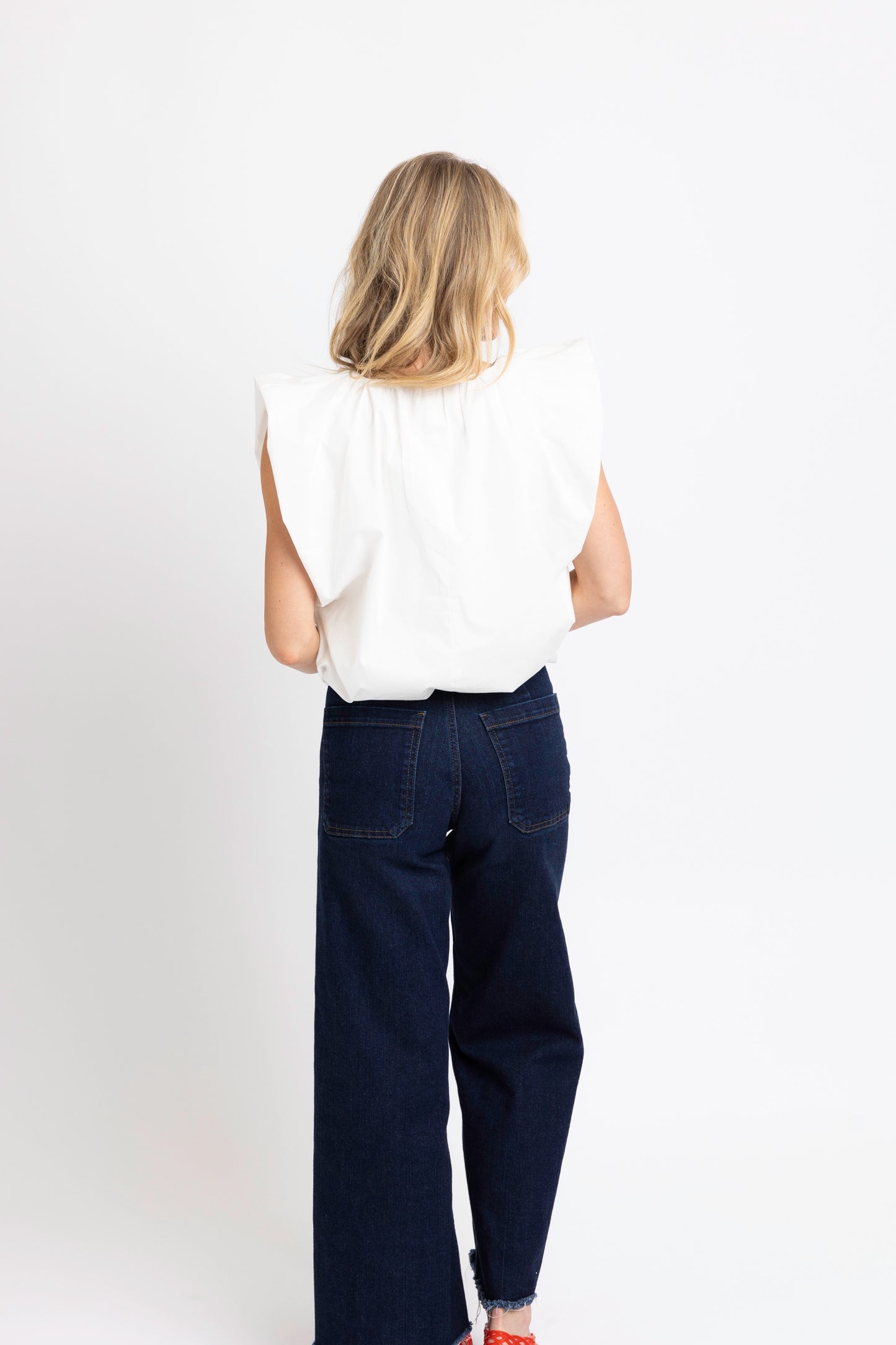 Poplin Sleeveless Bubble Top