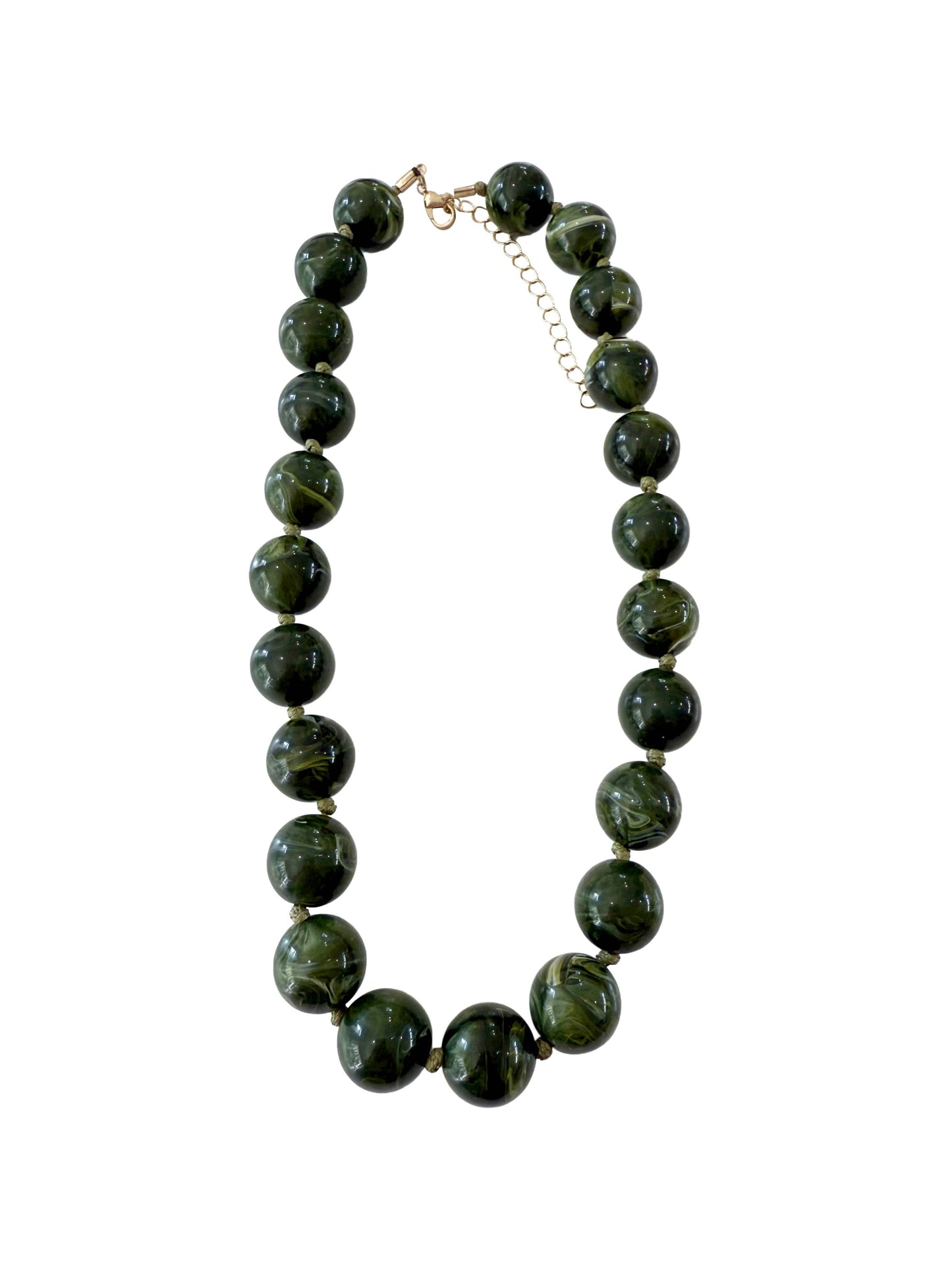 Mabry Chunky Beaded Necklace- Emerald Green