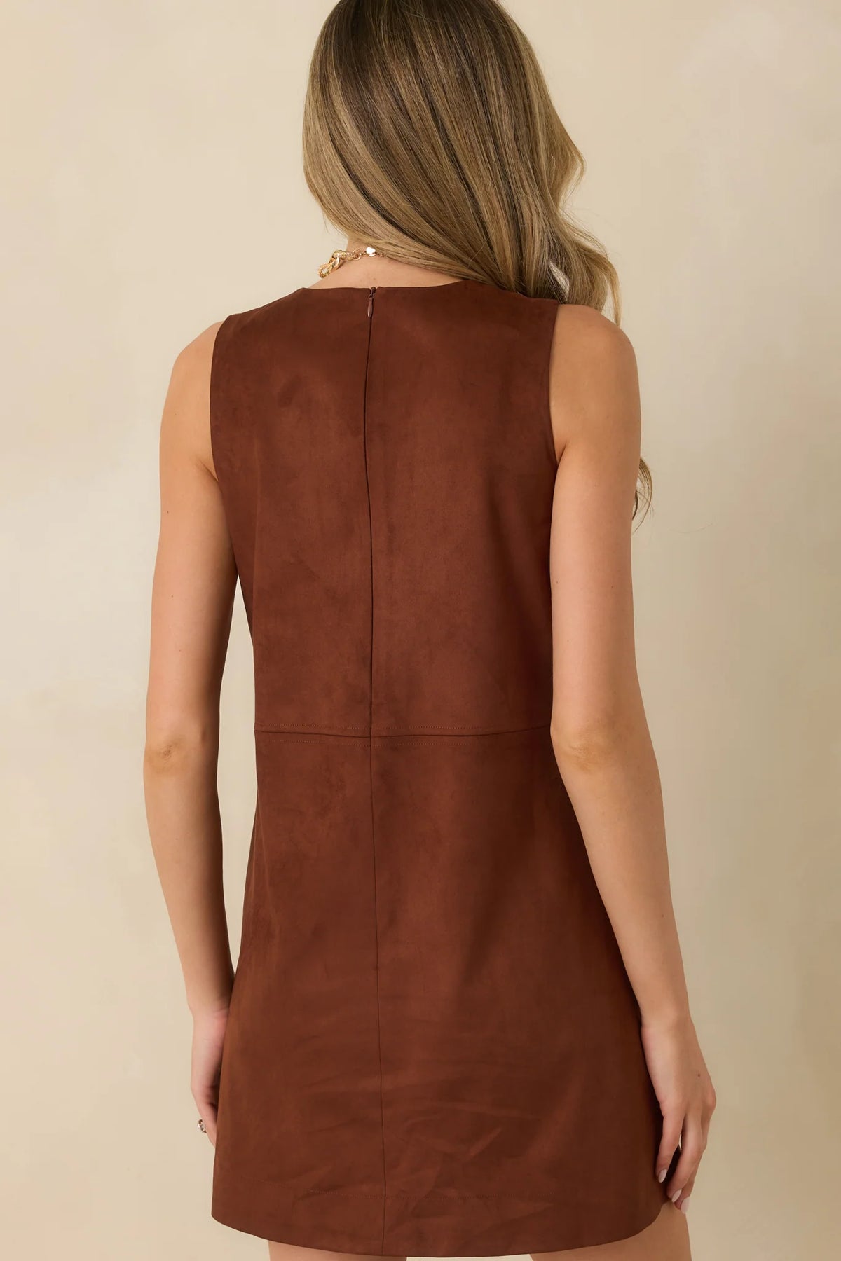 Savoy Vegan Suede Dress in Brownstone