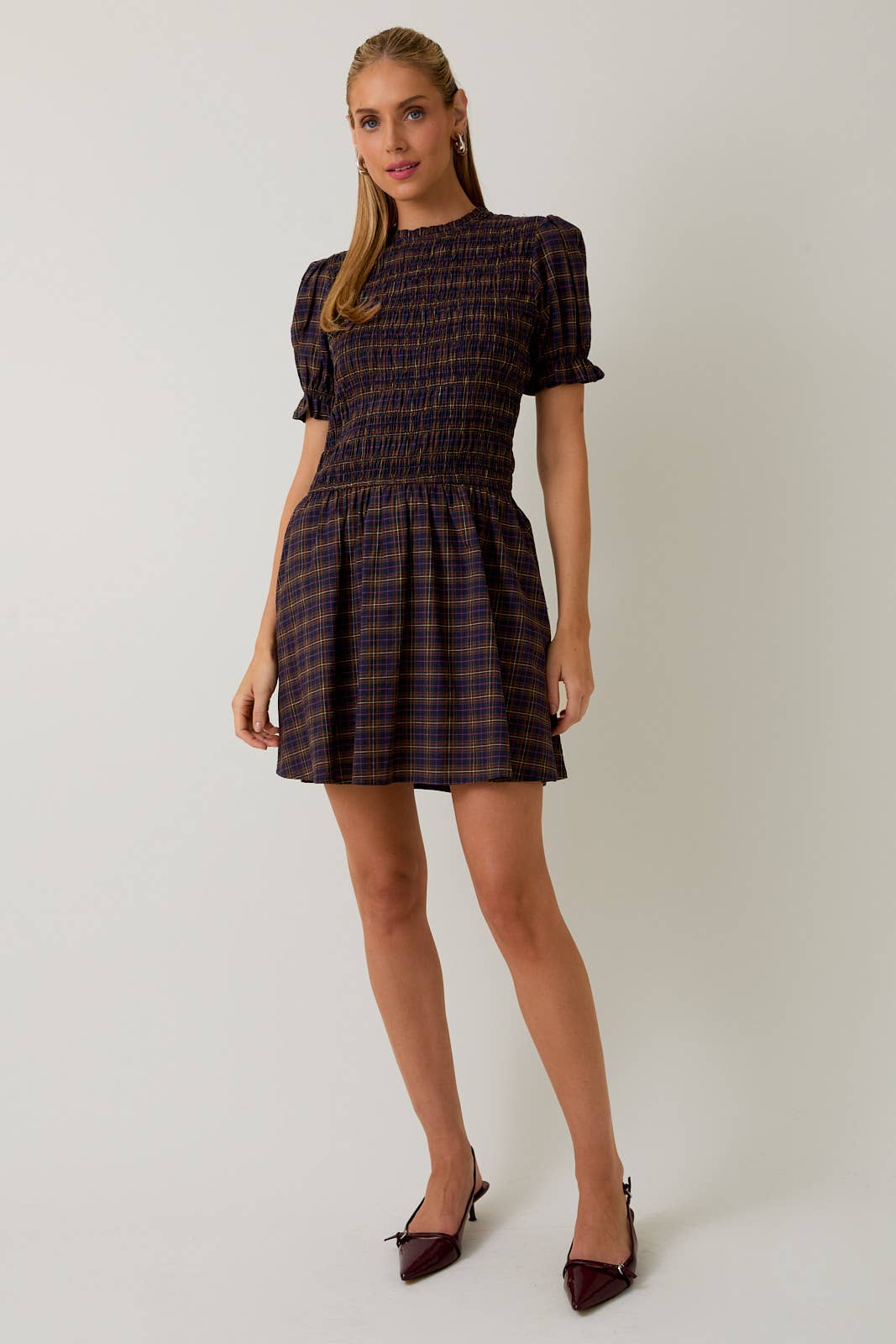 Ruffle Mock Neck Short Dress