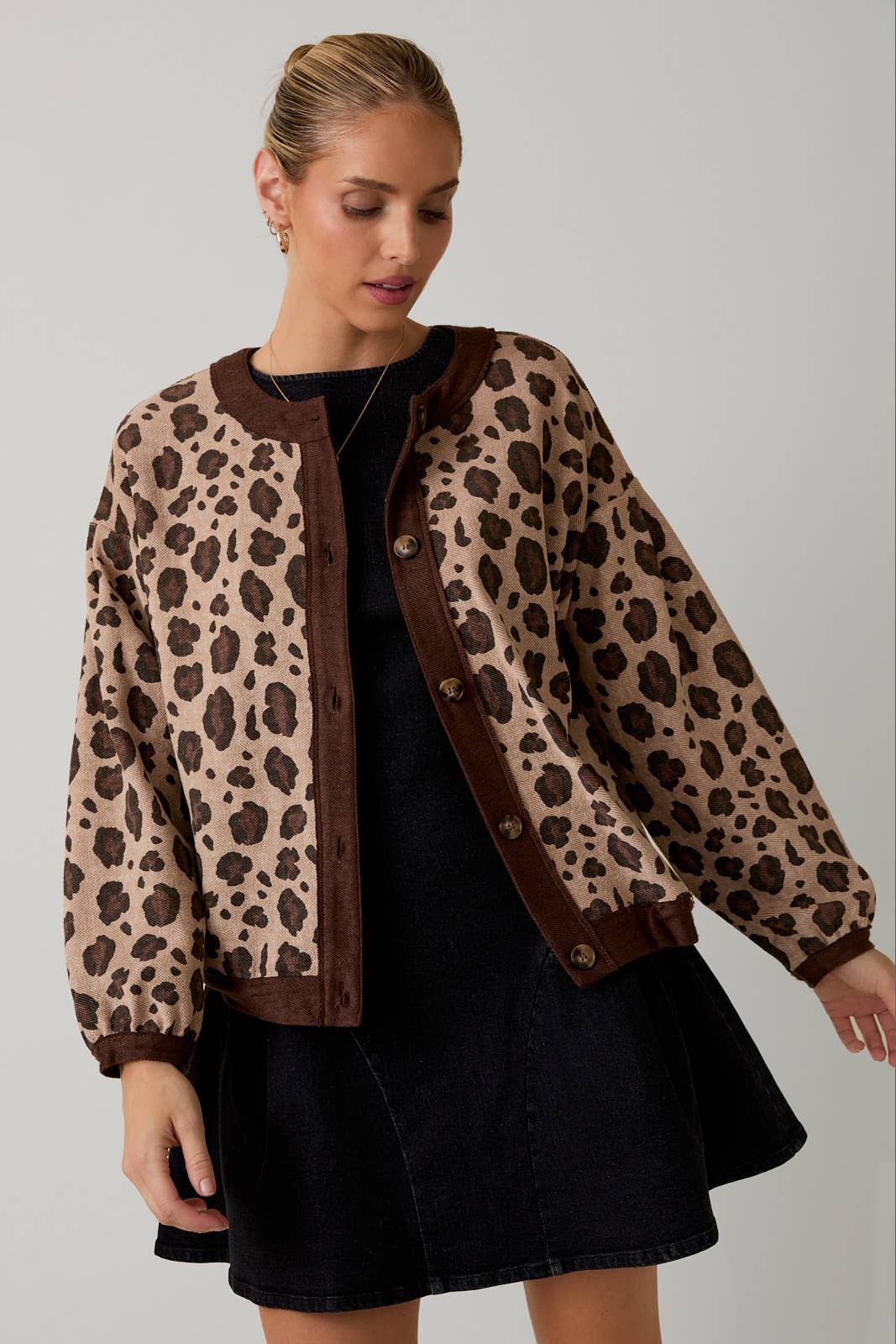 French Terry Animal Print Cardigan
