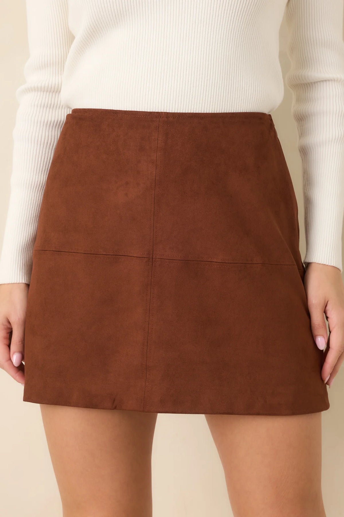 Marais Vegan Suede Mini Skirt in Brownstone