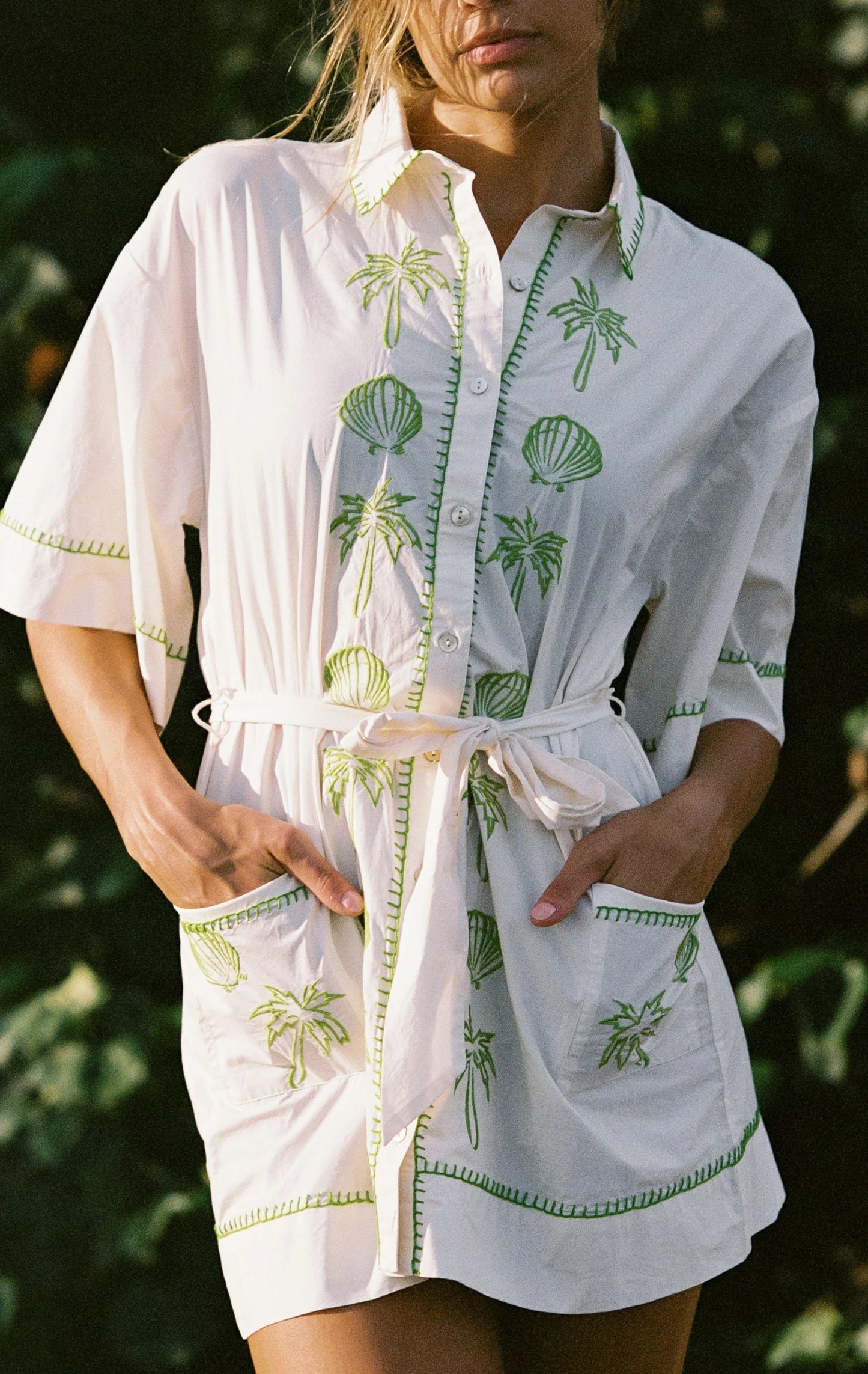 Patricia Shirt Dress in Seashell Embroidery