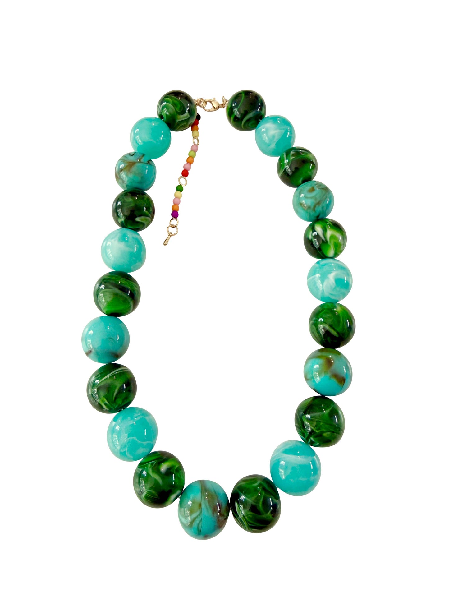 Celia Chunky Beaded Necklace - Green Mix