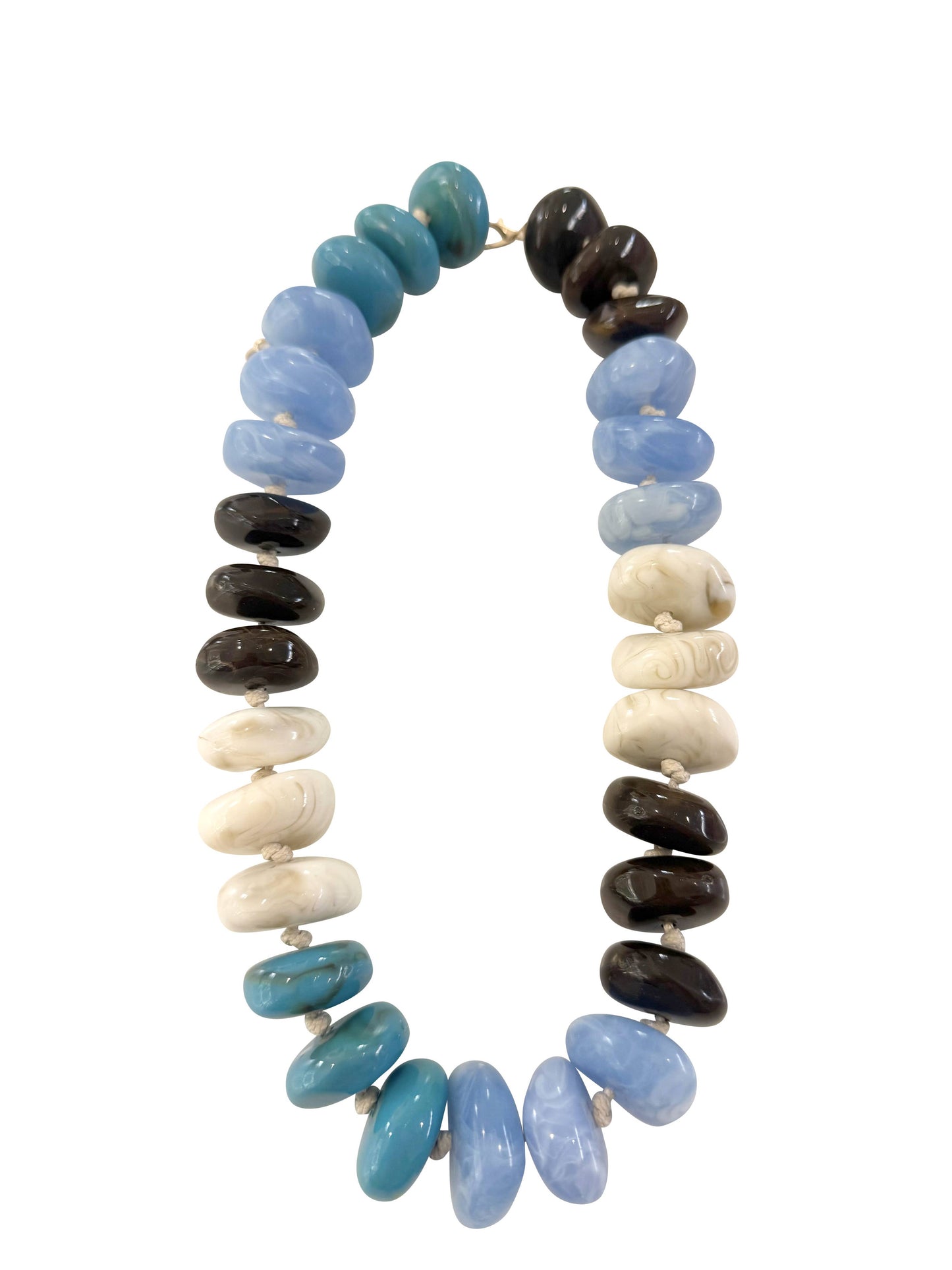 Delray Chunky Beaded Necklace- Light Blue/Teal Mix