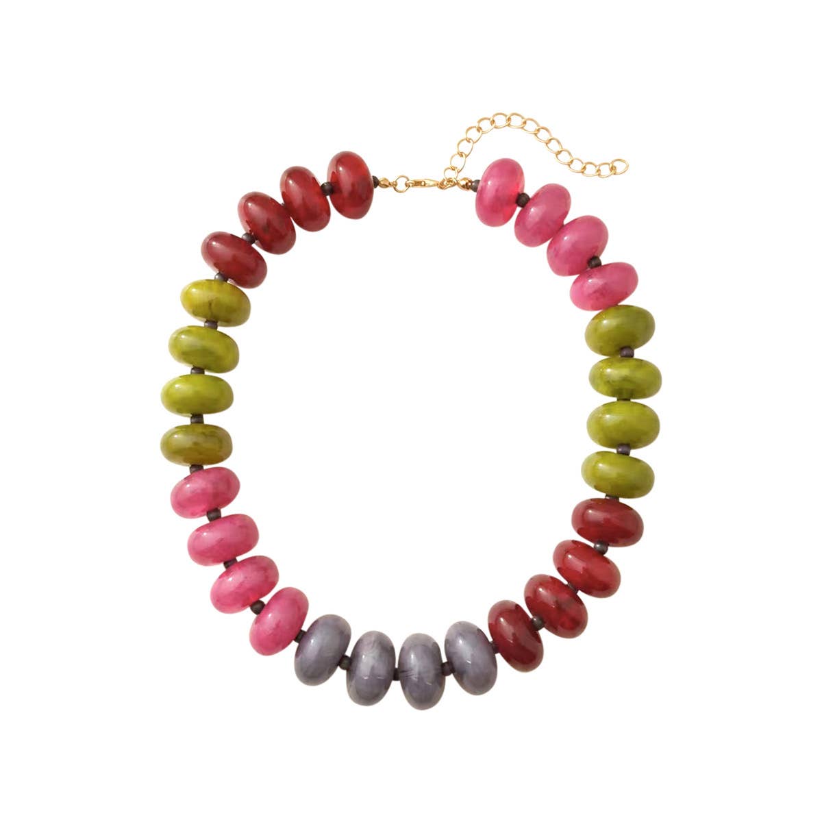 Carissa Chunky Beaded Necklace- Pink Grey Mix