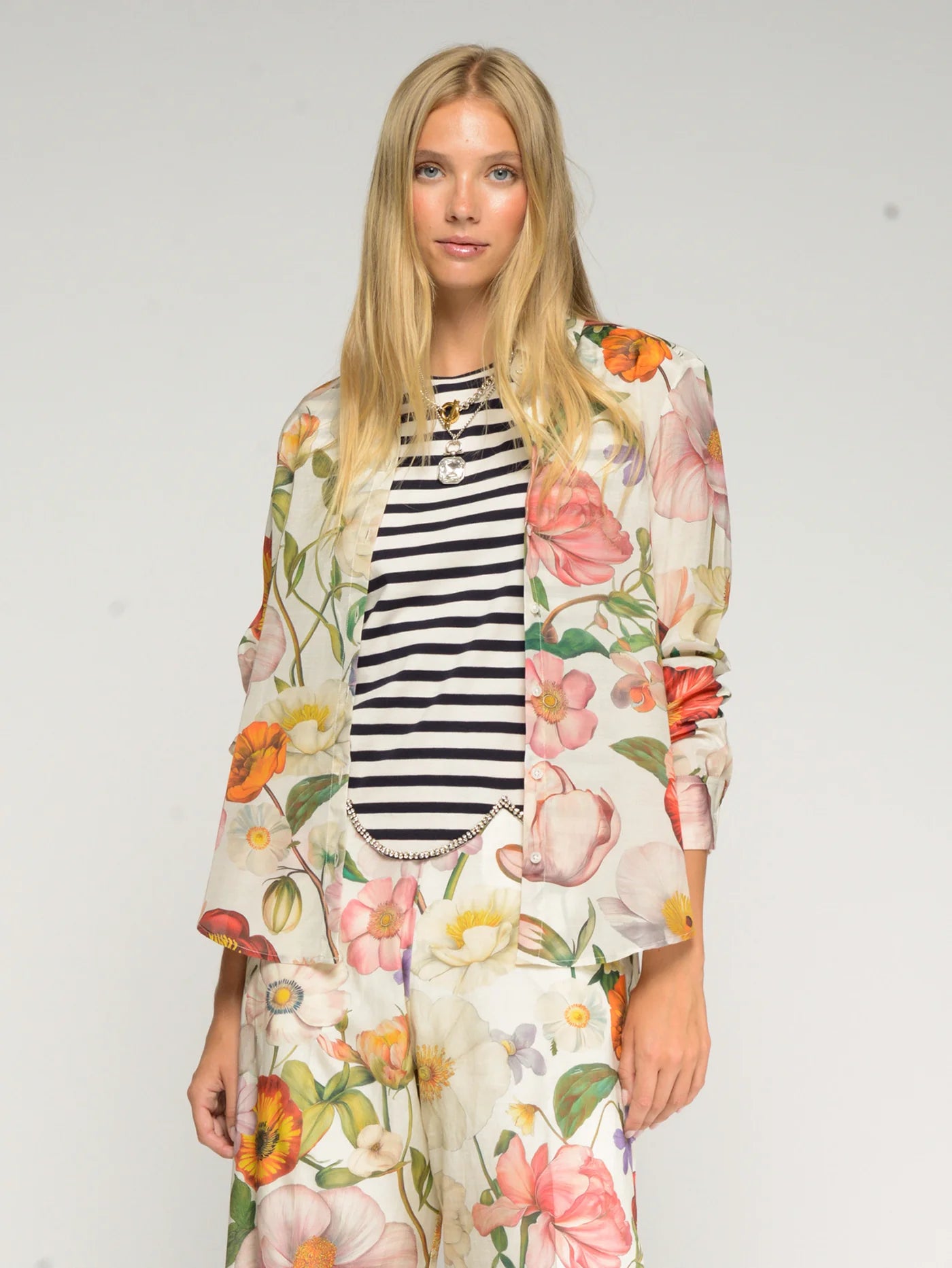 Illustrated Floral Print Blouse