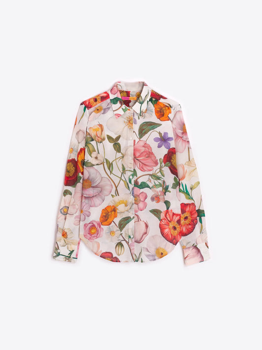 Illustrated Floral Print Blouse