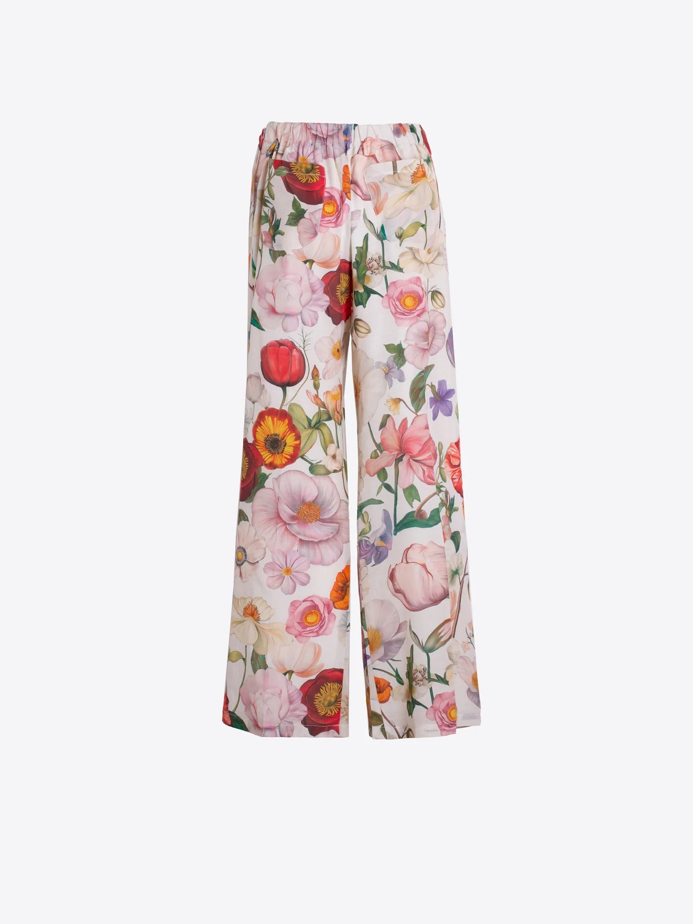 Illustrated Floral Wide Leg Linen Pant