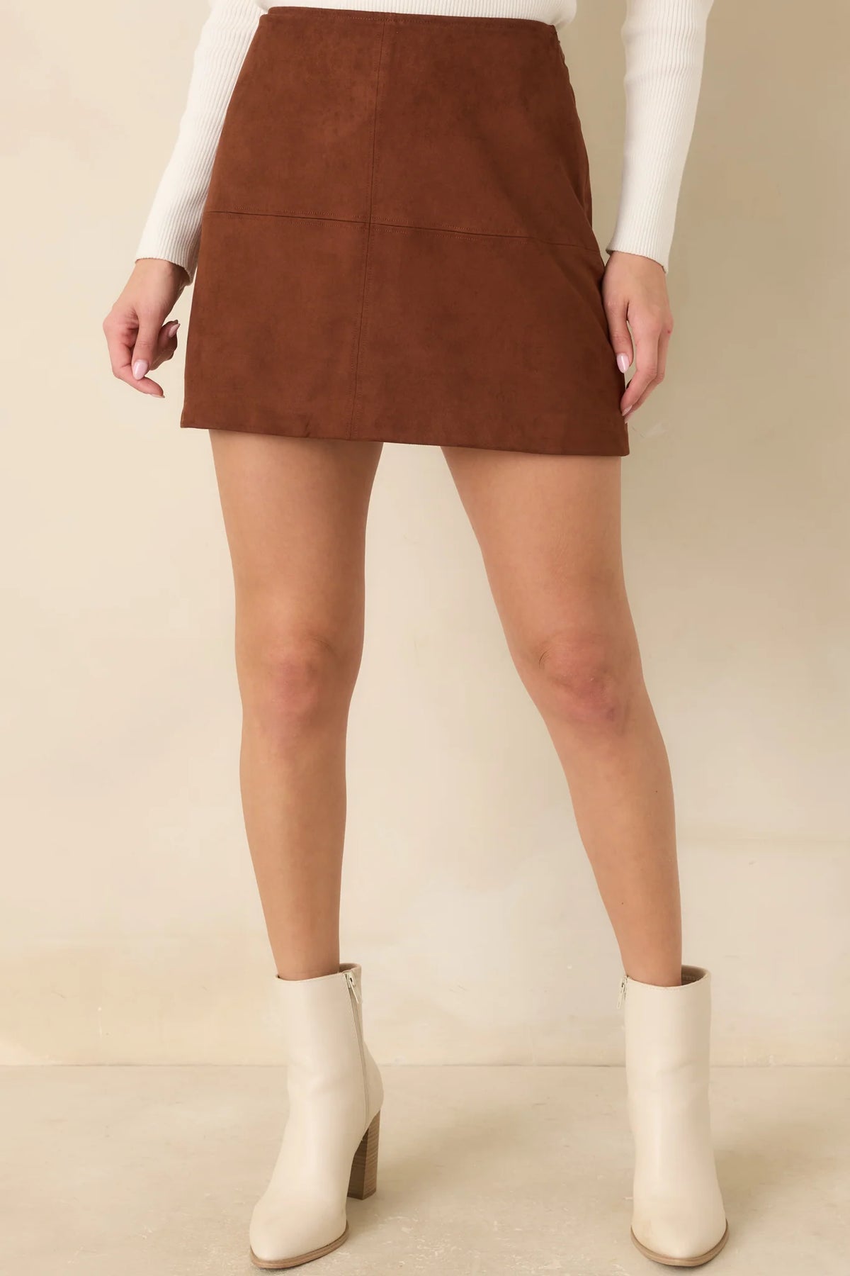 Marais Vegan Suede Mini Skirt in Brownstone