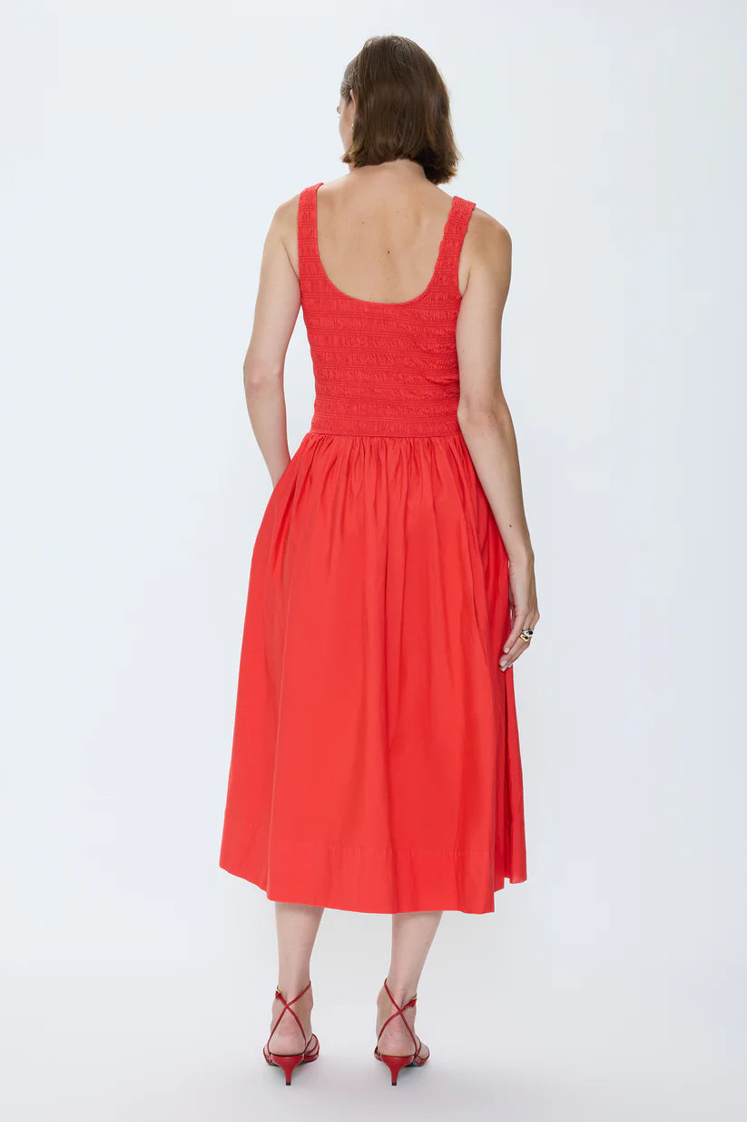 Alessia Smocked Drop Waist Dress in Maraschino