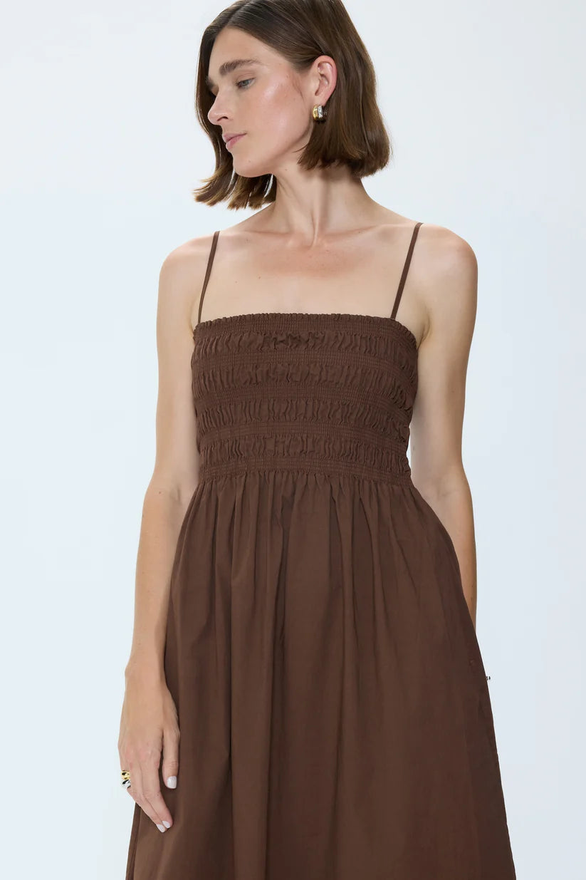Bianca Shirred Bodice Dress in Bruna