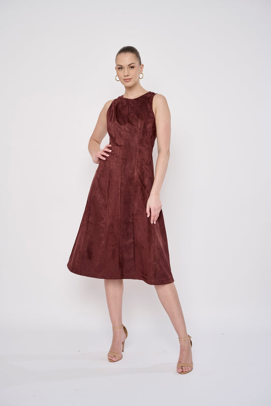 Liana Dress in Maroon Suede
