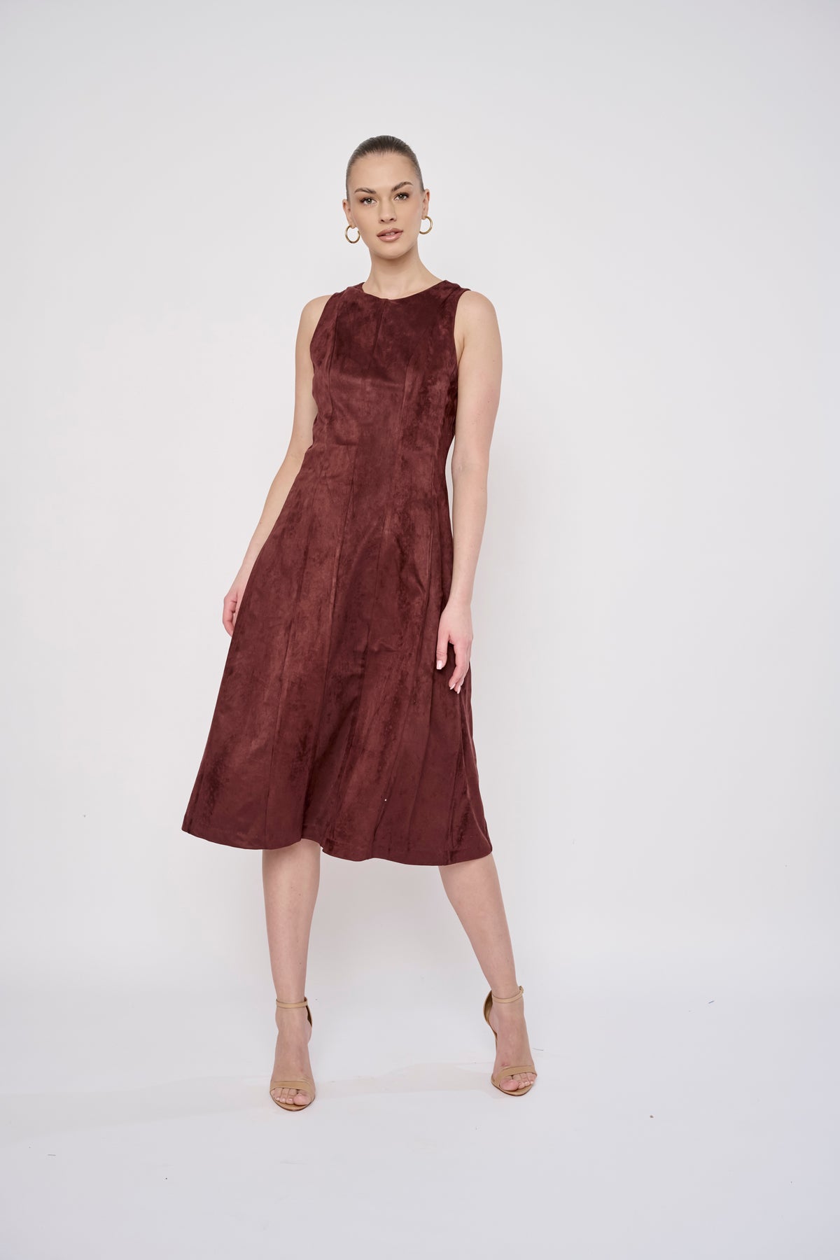 Liana Dress in Maroon Suede