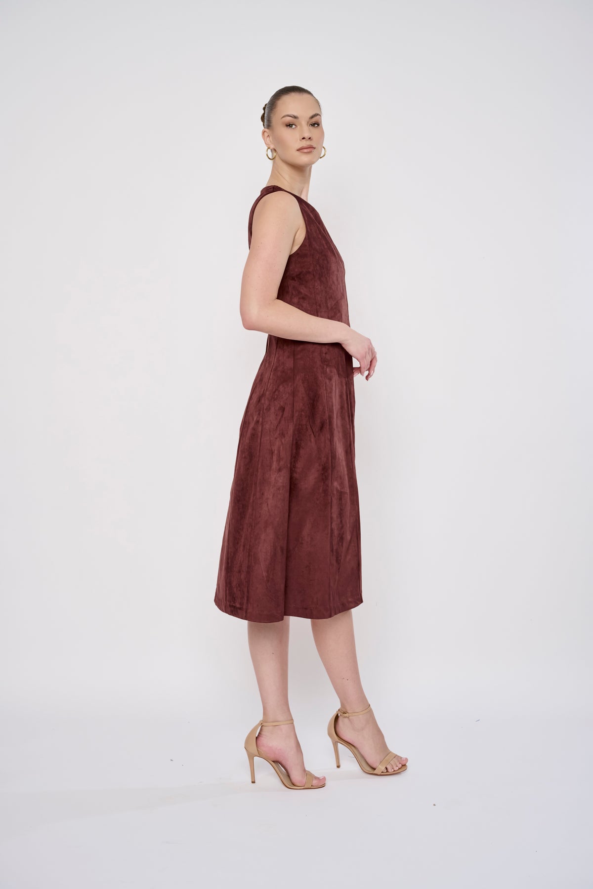 Liana Dress in Maroon Suede