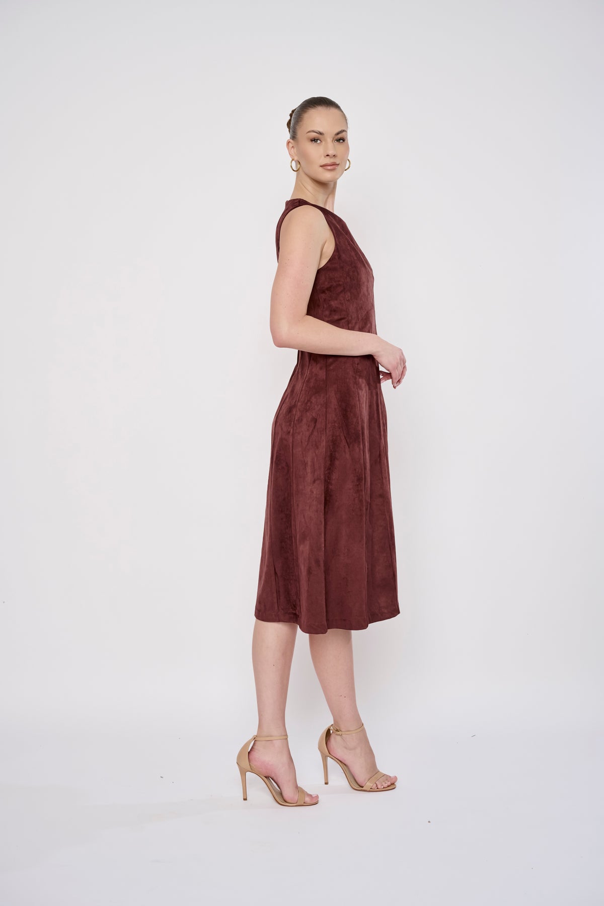 Liana Dress in Maroon Suede