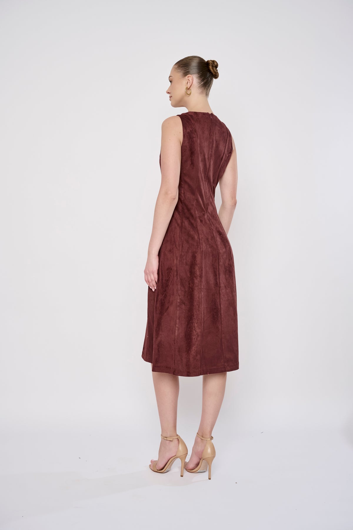 Liana Dress in Maroon Suede