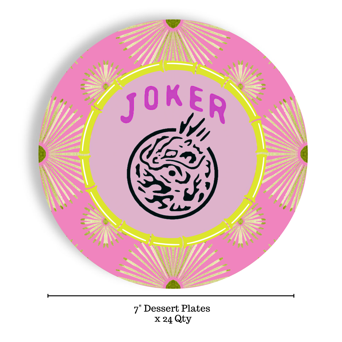 Mahjong Psych Joker 24ct 7" Dessert Paper Plates