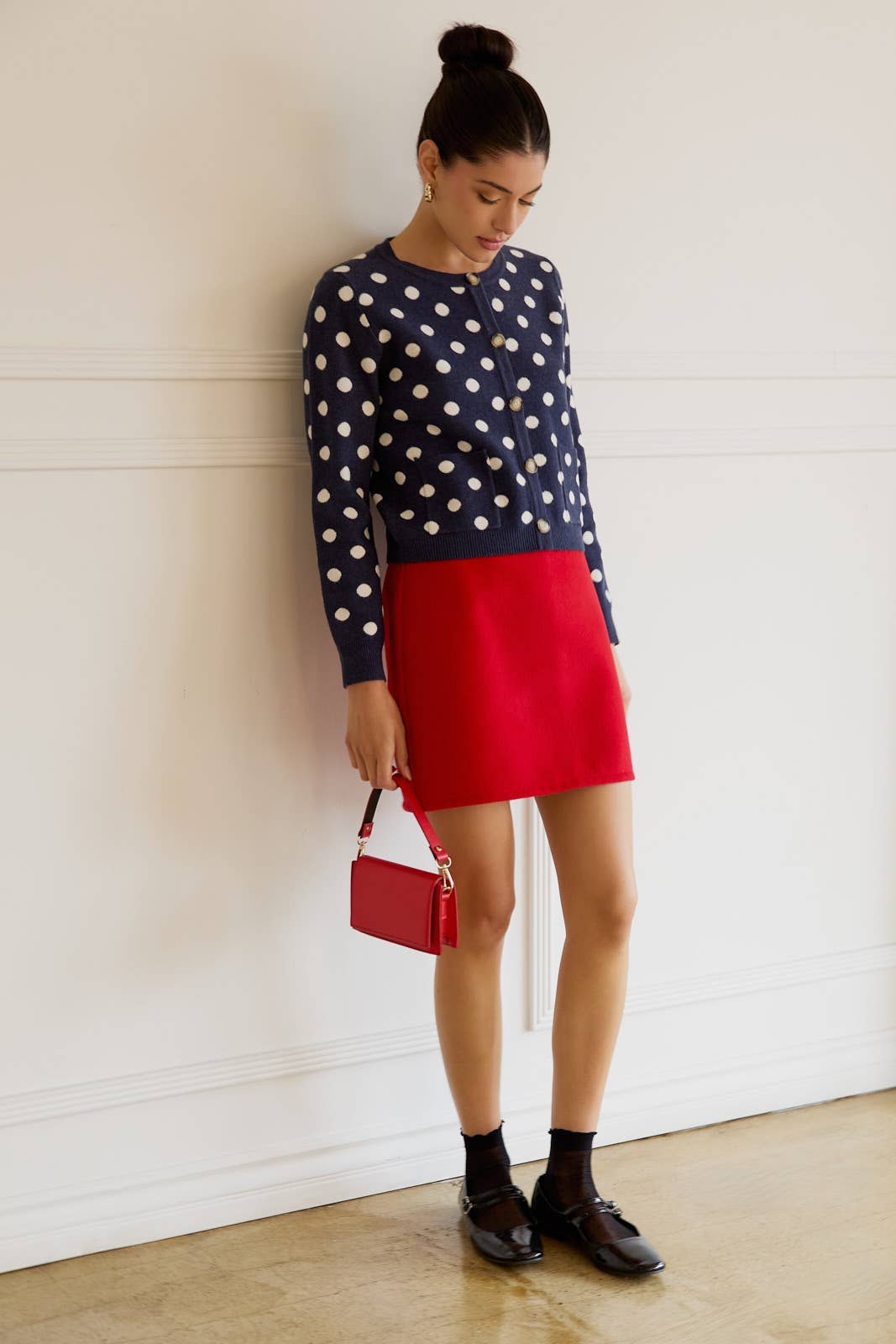 Polka Dot Knit Cardigan